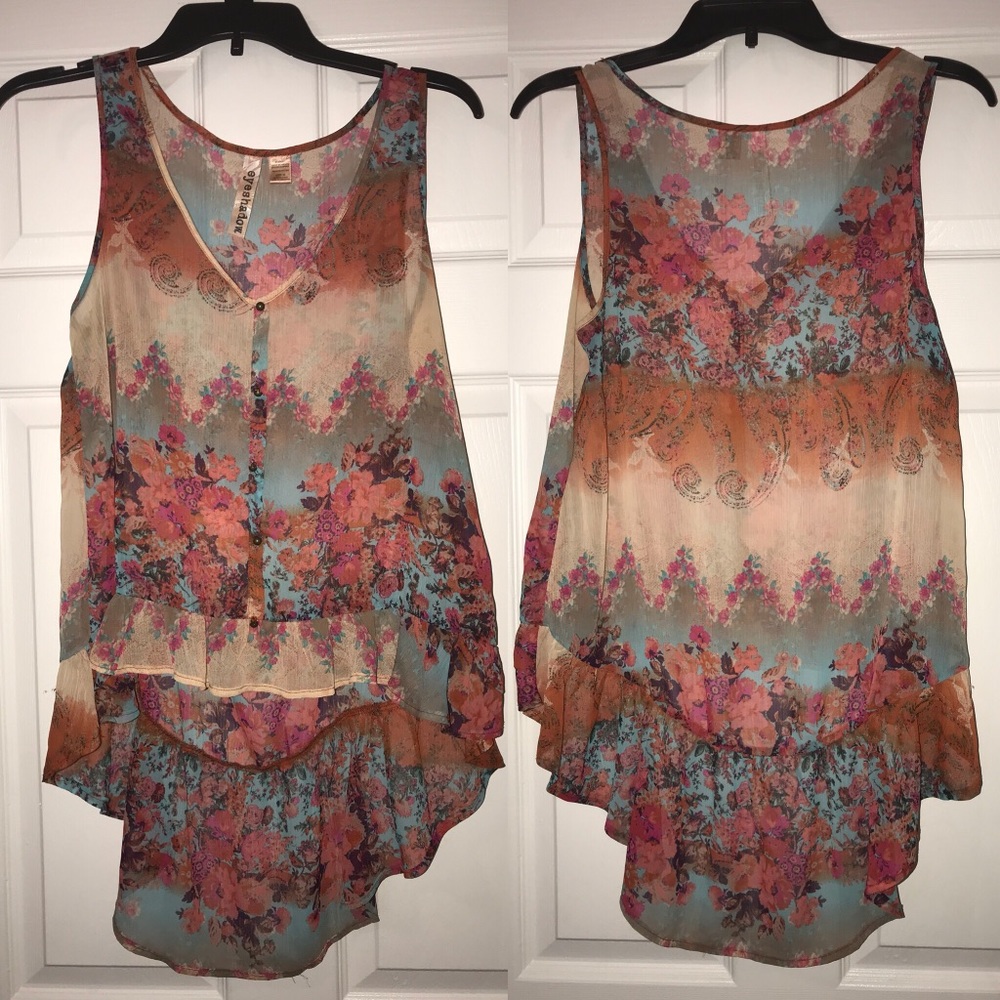 Floral high low blouse